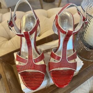 White House Black Market Red Textured Heels